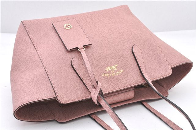 Authentic GUCCI Swing Vintage Shoulder Tote Bag Leather 354408 Pink 1815F