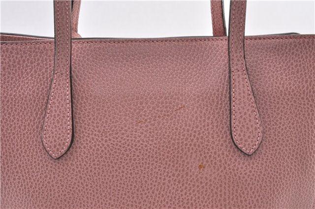 Authentic GUCCI Swing Vintage Shoulder Tote Bag Leather 354408 Pink 1815F
