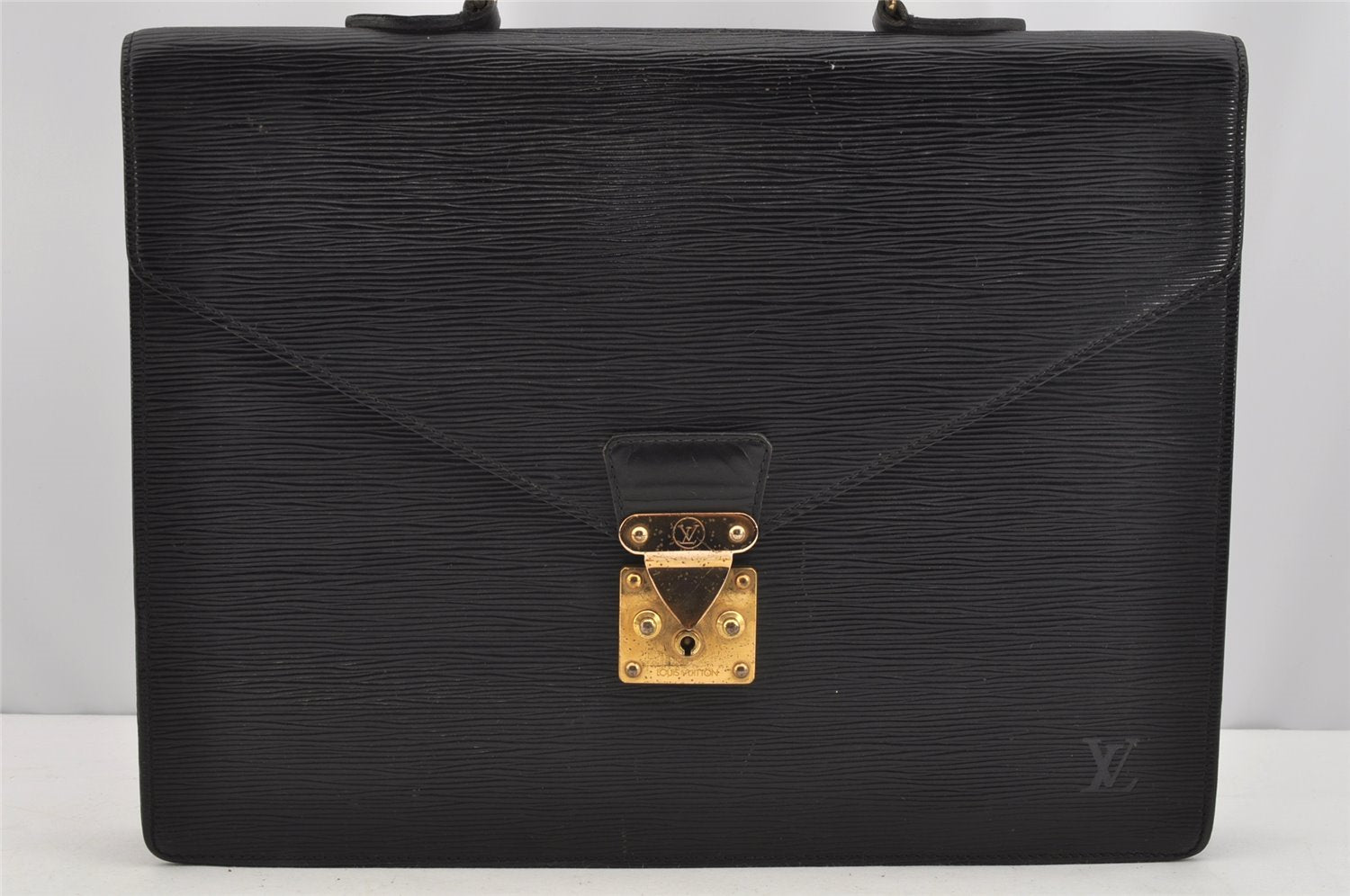 Authentic Louis Vuitton Epi Serviette Conseiller Briefcase Black M54422 LV 1818I