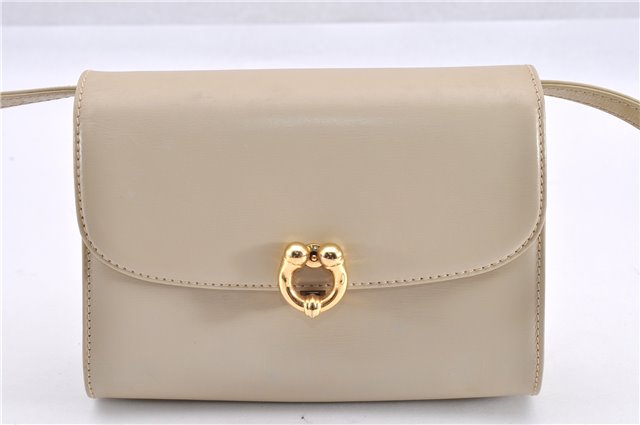 Authentic GUCCI Vintage Shoulder Cross Body Bag Purse Leather Beige 1821G