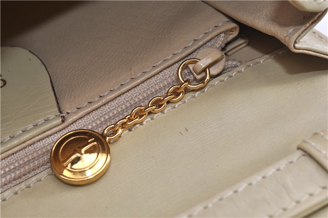 Authentic GUCCI Vintage Shoulder Cross Body Bag Purse Leather Beige 1821G