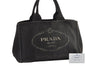 Authentic PRADA Vintage Canapa M Denim Tote Hand Bag BN1877 Black 1822G