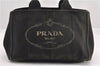 Authentic PRADA Vintage Canapa M Denim Tote Hand Bag BN1877 Black 1822G