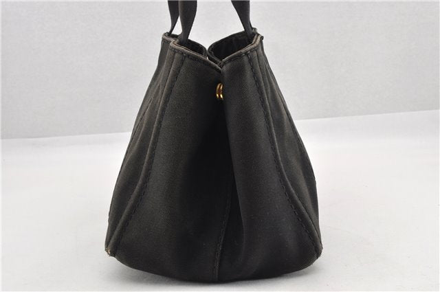 Authentic PRADA Vintage Canapa M Denim Tote Hand Bag BN1877 Black 1822G