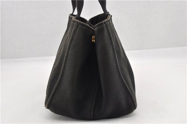 Authentic PRADA Vintage Canapa M Denim Tote Hand Bag BN1877 Black 1822G