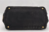 Authentic PRADA Vintage Canapa M Denim Tote Hand Bag BN1877 Black 1822G