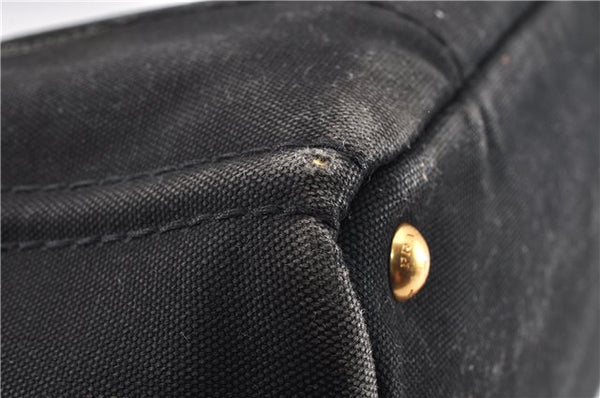 Authentic PRADA Vintage Canapa M Denim Tote Hand Bag BN1877 Black 1822G