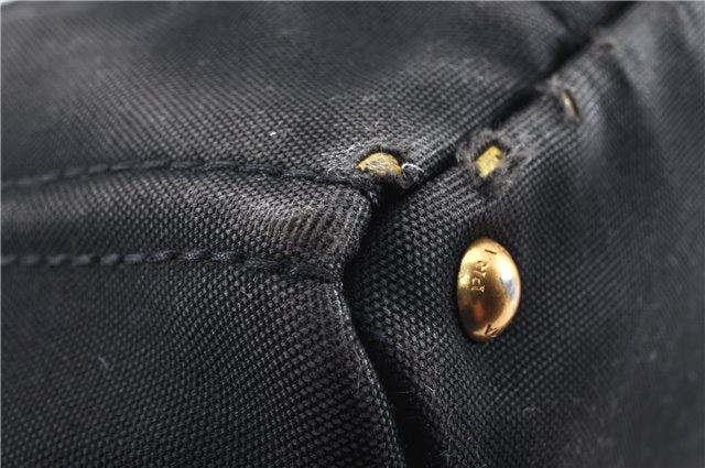 Authentic PRADA Vintage Canapa M Denim Tote Hand Bag BN1877 Black 1822G