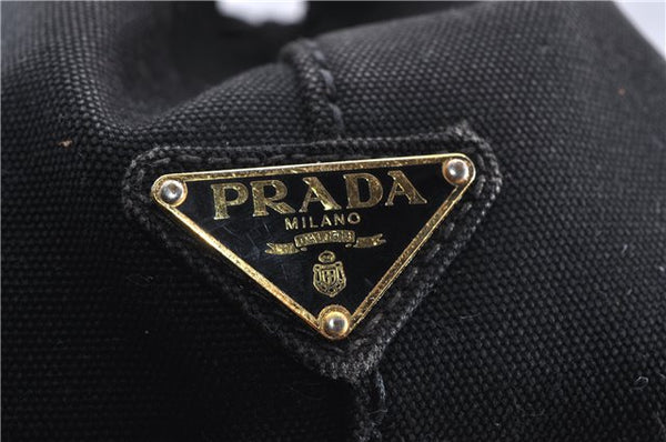 Authentic PRADA Vintage Canapa M Denim Tote Hand Bag BN1877 Black 1822G