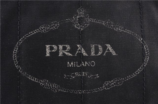 Authentic PRADA Vintage Canapa M Denim Tote Hand Bag BN1877 Black 1822G