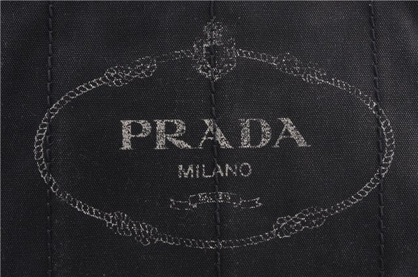Authentic PRADA Vintage Canapa M Denim Tote Hand Bag BN1877 Black 1822G