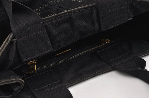 Authentic PRADA Vintage Canapa M Denim Tote Hand Bag BN1877 Black 1822G