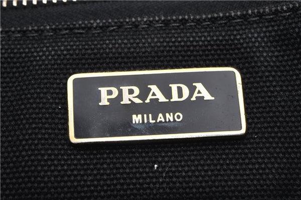 Authentic PRADA Vintage Canapa M Denim Tote Hand Bag BN1877 Black 1822G