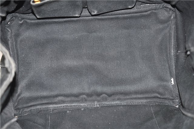 Authentic PRADA Vintage Canapa M Denim Tote Hand Bag BN1877 Black 1822G