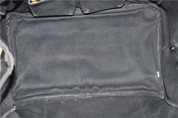 Authentic PRADA Vintage Canapa M Denim Tote Hand Bag BN1877 Black 1822G