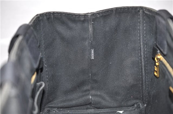 Authentic PRADA Vintage Canapa M Denim Tote Hand Bag BN1877 Black 1822G