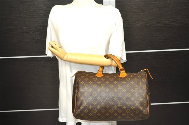 Authentic Louis Vuitton Monogram Speedy 35 Hand Bag M41524 LV 1823D