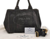 Authentic PRADA Canapa SS 2Way Shoulder Hand Bag Denim B2439G Black 1823G