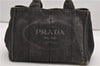 Authentic PRADA Canapa SS 2Way Shoulder Hand Bag Denim B2439G Black 1823G