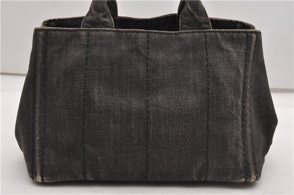 Authentic PRADA Canapa SS 2Way Shoulder Hand Bag Denim B2439G Black 1823G