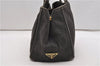 Authentic PRADA Canapa SS 2Way Shoulder Hand Bag Denim B2439G Black 1823G