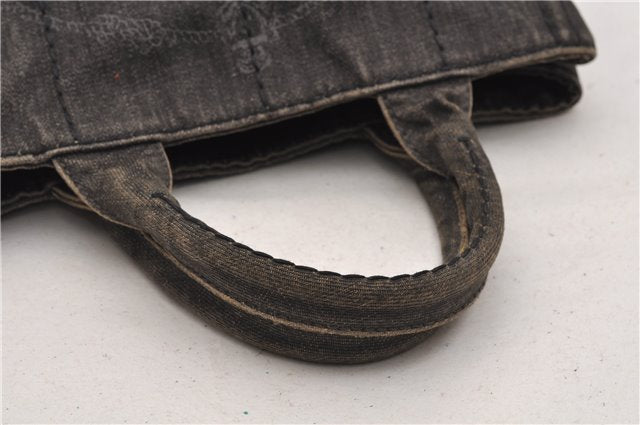 Authentic PRADA Canapa SS 2Way Shoulder Hand Bag Denim B2439G Black 1823G