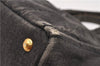 Authentic PRADA Canapa SS 2Way Shoulder Hand Bag Denim B2439G Black 1823G