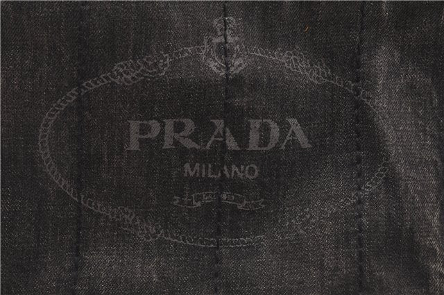 Authentic PRADA Canapa SS 2Way Shoulder Hand Bag Denim B2439G Black 1823G