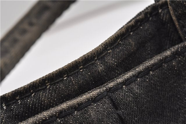 Authentic PRADA Canapa SS 2Way Shoulder Hand Bag Denim B2439G Black 1823G