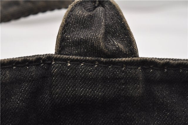 Authentic PRADA Canapa SS 2Way Shoulder Hand Bag Denim B2439G Black 1823G