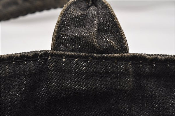 Authentic PRADA Canapa SS 2Way Shoulder Hand Bag Denim B2439G Black 1823G