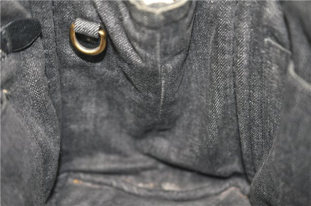 Authentic PRADA Canapa SS 2Way Shoulder Hand Bag Denim B2439G Black 1823G