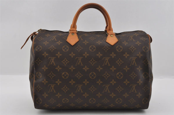 Authentic Louis Vuitton Monogram Speedy 35 Hand Boston Bag M41524 LV 1826I