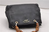 Authentic GUCCI Bamboo Shopper Small Hand Bag Purse Leather 336032 Black 1827G
