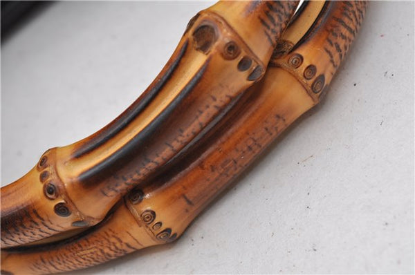 Authentic GUCCI Bamboo Shopper Small Hand Bag Purse Leather 336032 Black 1827G