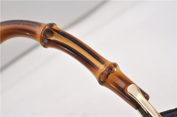 Authentic GUCCI Bamboo Shopper Small Hand Bag Purse Leather 336032 Black 1827G