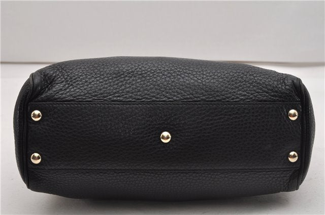 Authentic GUCCI Bamboo Shopper Small Hand Bag Purse Leather 336032 Black 1827G