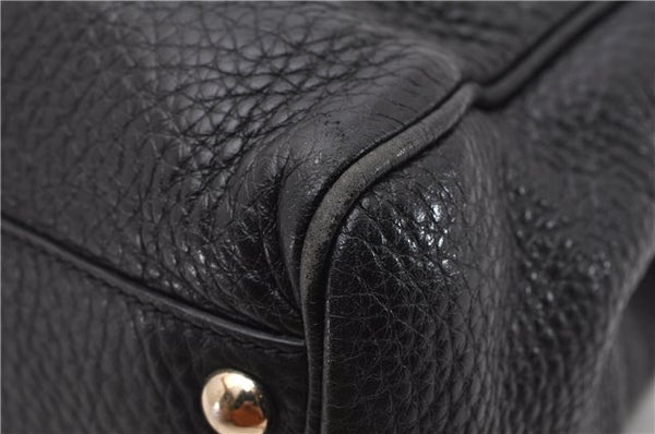 Authentic GUCCI Bamboo Shopper Small Hand Bag Purse Leather 336032 Black 1827G