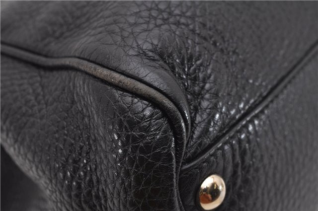 Authentic GUCCI Bamboo Shopper Small Hand Bag Purse Leather 336032 Black 1827G