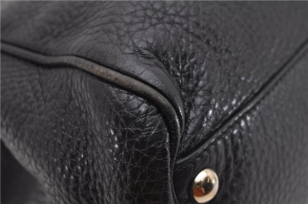 Authentic GUCCI Bamboo Shopper Small Hand Bag Purse Leather 336032 Black 1827G