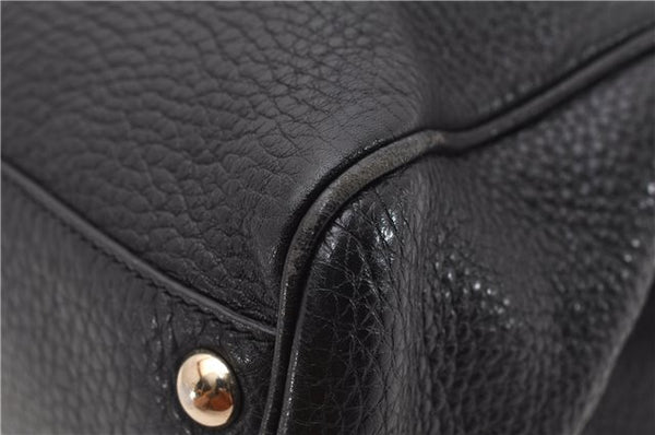 Authentic GUCCI Bamboo Shopper Small Hand Bag Purse Leather 336032 Black 1827G