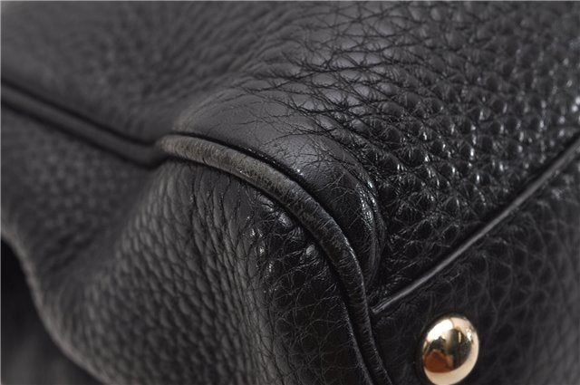 Authentic GUCCI Bamboo Shopper Small Hand Bag Purse Leather 336032 Black 1827G