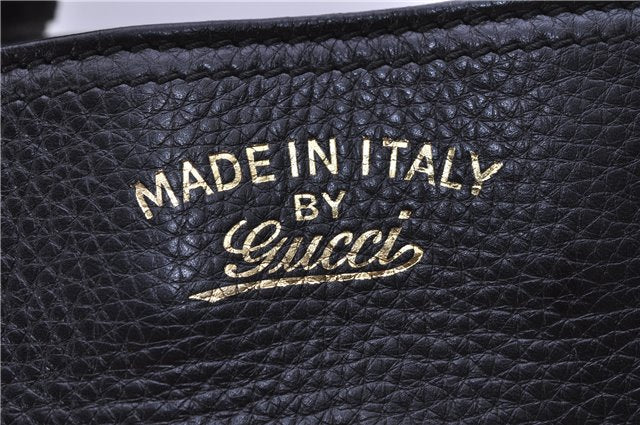 Authentic GUCCI Bamboo Shopper Small Hand Bag Purse Leather 336032 Black 1827G