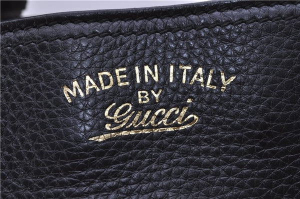 Authentic GUCCI Bamboo Shopper Small Hand Bag Purse Leather 336032 Black 1827G