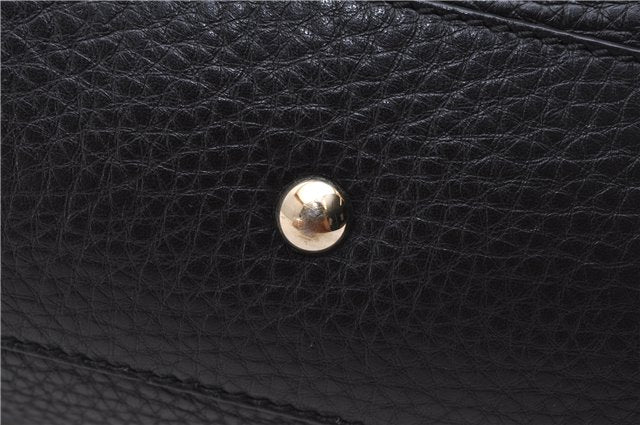 Authentic GUCCI Bamboo Shopper Small Hand Bag Purse Leather 336032 Black 1827G