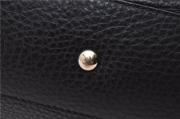 Authentic GUCCI Bamboo Shopper Small Hand Bag Purse Leather 336032 Black 1827G