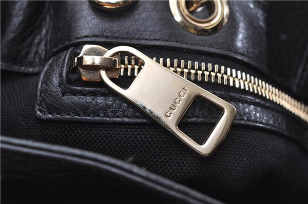 Authentic GUCCI Bamboo Shopper Small Hand Bag Purse Leather 336032 Black 1827G