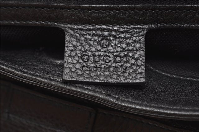 Authentic GUCCI Bamboo Shopper Small Hand Bag Purse Leather 336032 Black 1827G