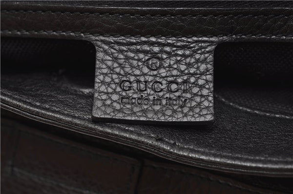 Authentic GUCCI Bamboo Shopper Small Hand Bag Purse Leather 336032 Black 1827G