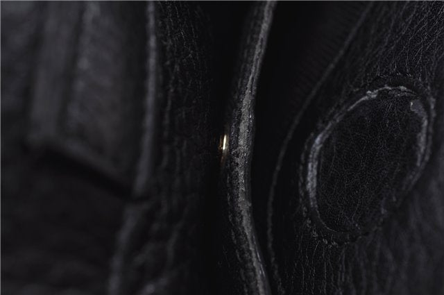 Authentic GUCCI Bamboo Shopper Small Hand Bag Purse Leather 336032 Black 1827G